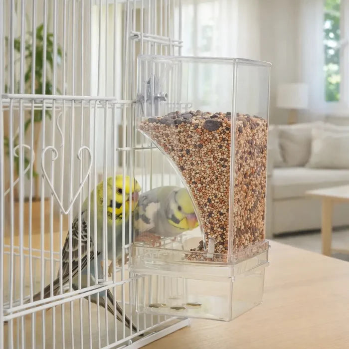 Transparent Bird Feeder for Cage – Automatic No Mess Bird Feeding Station