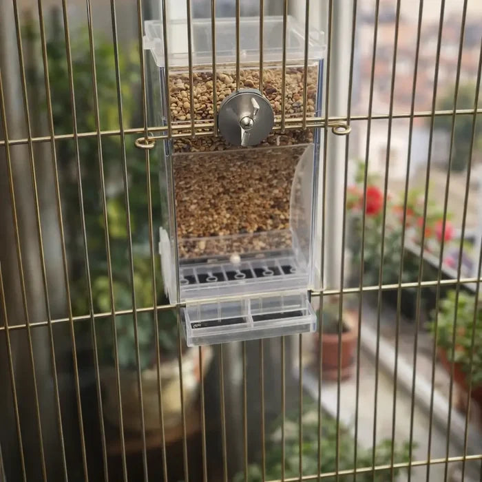 Transparent Bird Feeder for Cage – Automatic No Mess Bird Feeding Station