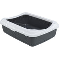 Trixie | Cat Litter Tray | Classic with Rim - Dark Grey & White