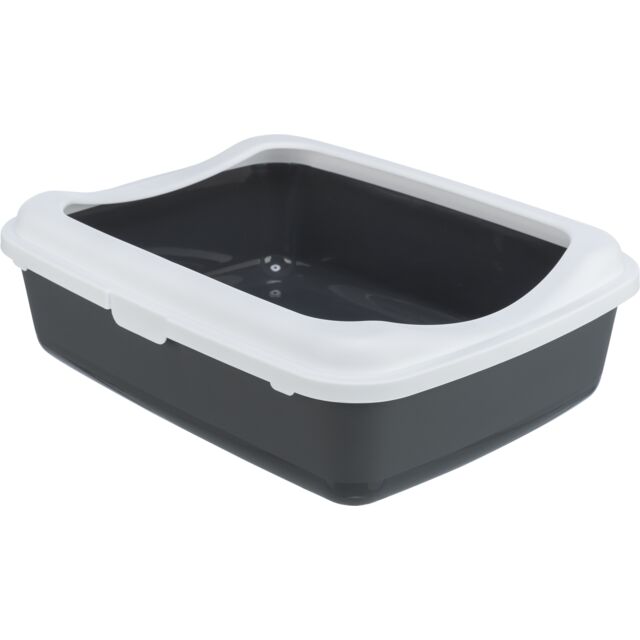 Trixie | Cat Litter Tray | Classic with Rim - Dark Grey & White