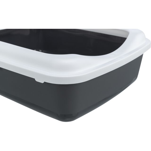 Trixie | Cat Litter Tray | Classic with Rim - Dark Grey & White