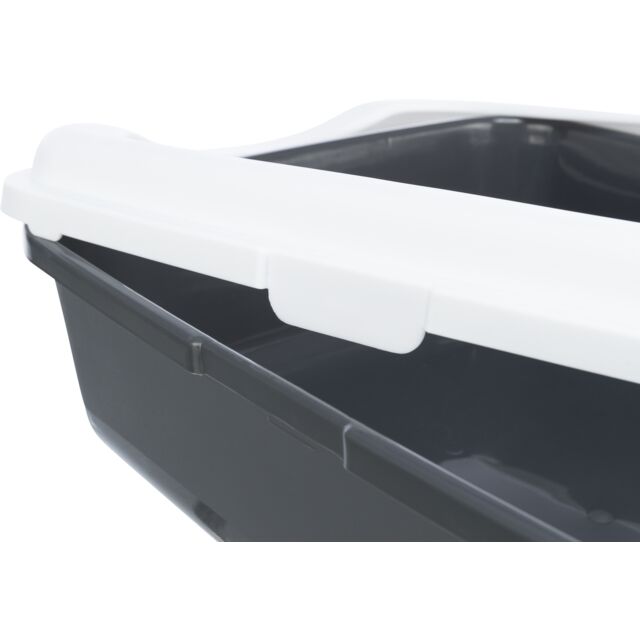 Trixie | Cat Litter Tray | Classic with Rim - Dark Grey & White