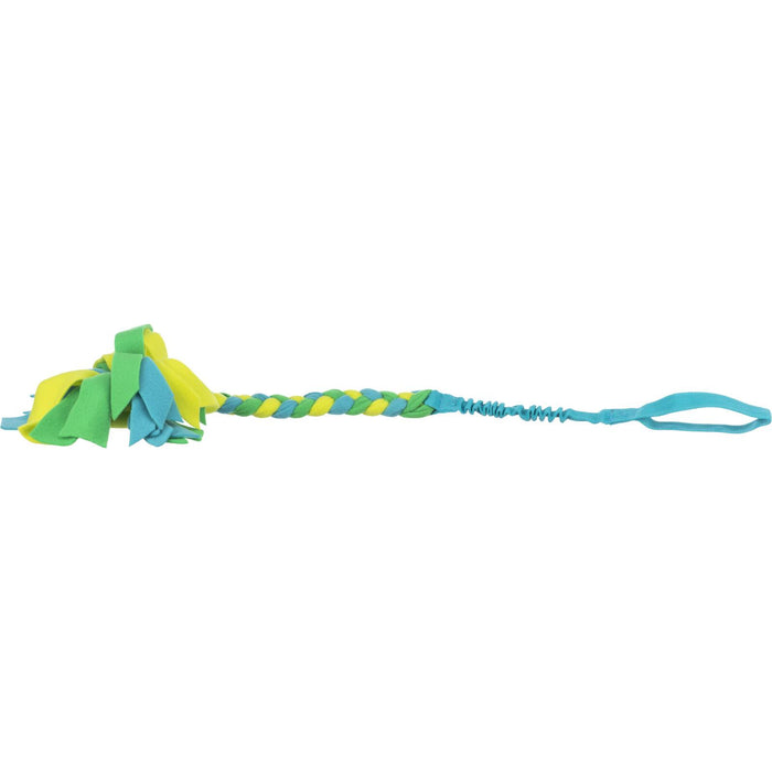 Trixie | Dog Sports Toy | Long Plaited Floppy Fleece Tugger with Bungee Handle