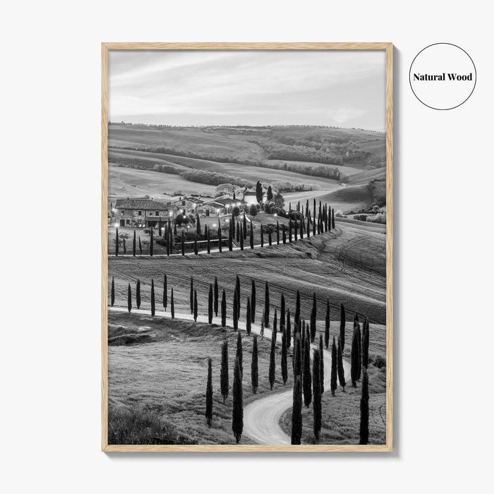 Tuscany Black and White Fine Art Photo Print, Crete Senesi, Siena, Italy Wall Poster