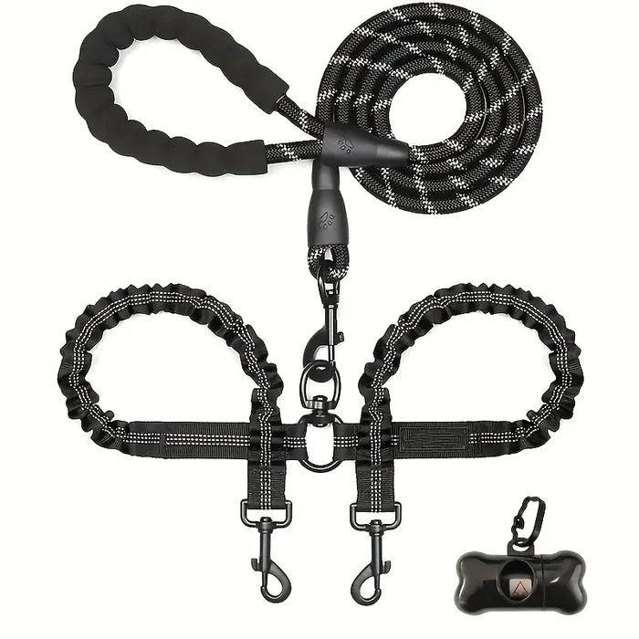 Two-Dog No-Pull 360° Swivel Leash | Tangle-Free Dual Dog Lead
