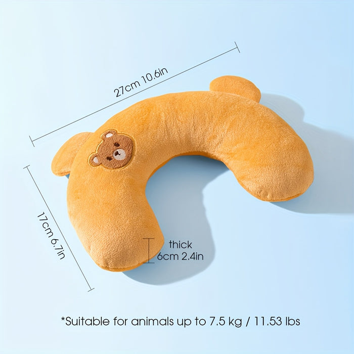 U-Shaped Plush Pet Pillow for Dogs & Cats with Neck Support Cushion