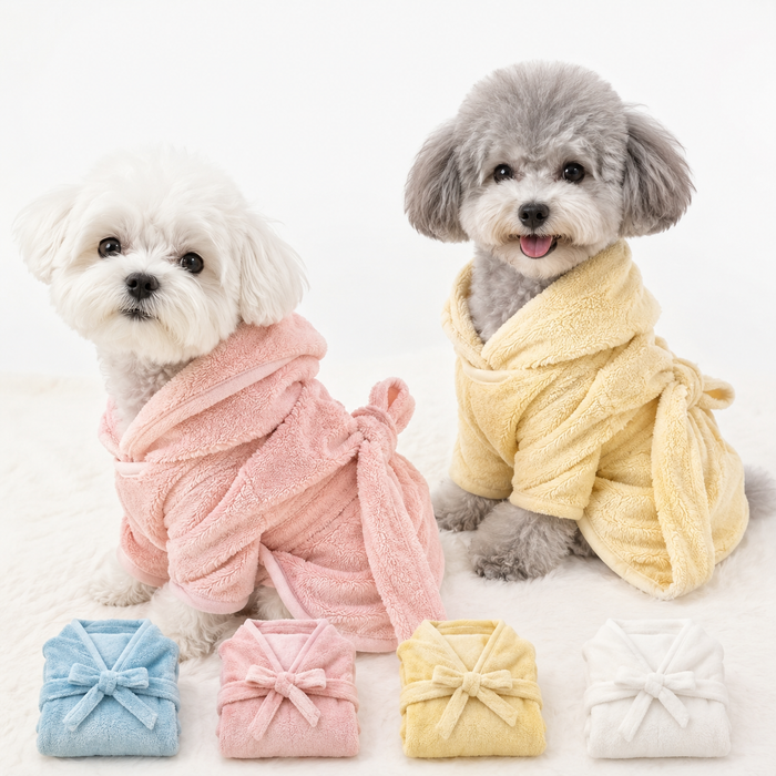 Ultra-Absorbent Pet Bathrobe for Dogs & Cats | Soft Quick-Dry Towel Robe