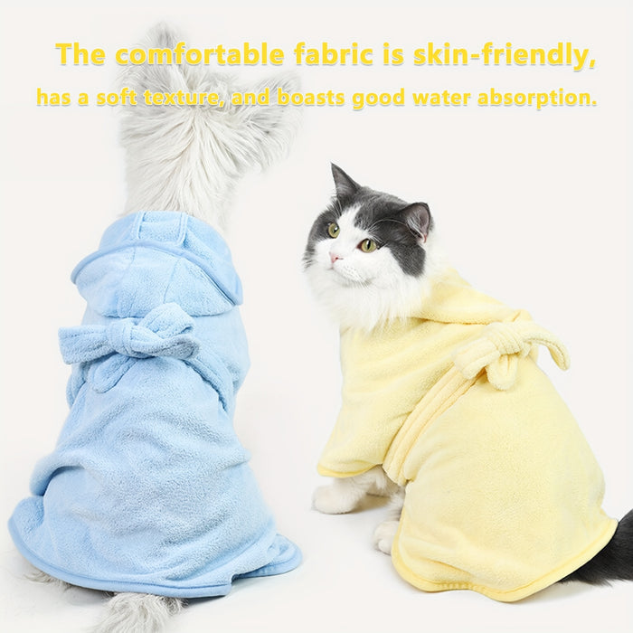 Ultra-Absorbent Pet Bathrobe for Dogs & Cats | Soft Quick-Dry Towel Robe