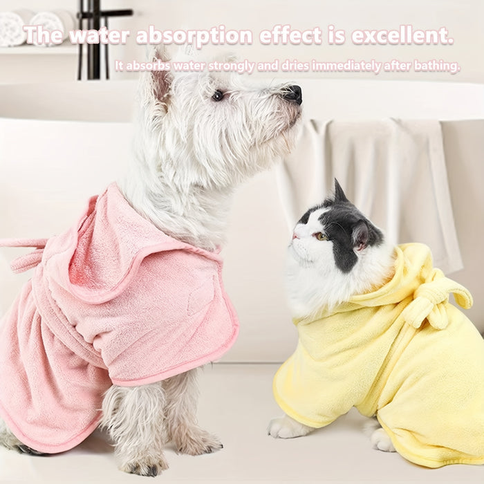 Ultra-Absorbent Pet Bathrobe for Dogs & Cats | Soft Quick-Dry Towel Robe