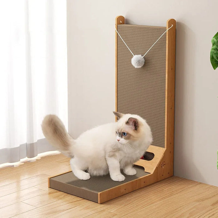 Vertical Cat Scratching Post – Wood Edge Honeycomb Scratcher