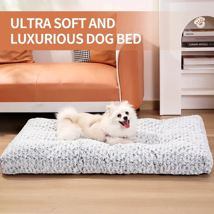 Washable Plush Dog Bed – Anti Slip Dog Crate Bed for Small, Medium & Large Dogs