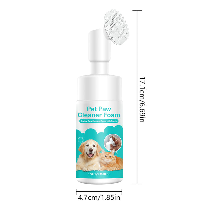 Waterless Pet Paw Cleaner Foam with Soft Brush for Dogs & Cats 150ml