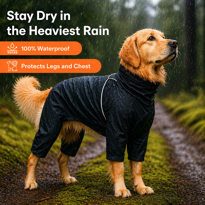 Waterproof Dog Raincoat with Full Coverage – Hooded Pet Rain Jacket