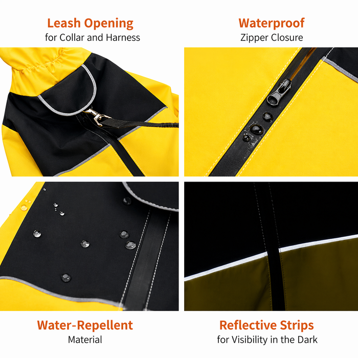 Waterproof Dog Raincoat with Full Coverage – Hooded Pet Rain Jacket