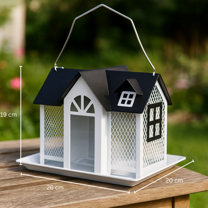 Weatherproof Hanging Bird Feeder House – Metal Birdhouse Feeding Station