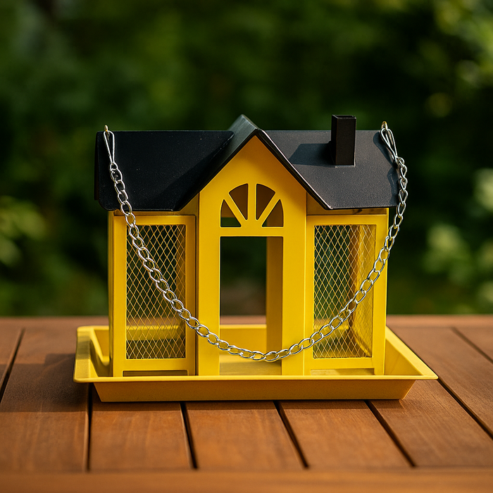 Weatherproof Hanging Bird Feeder House – Metal Birdhouse Feeding Station