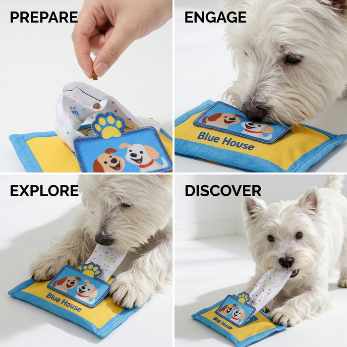 Wet Wipe Snuffle Dog Toy | Squeaky Nosework Puzzle with Hidden Treat Pocket