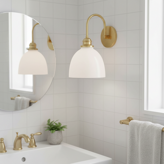 White Glass Fixture Shade with 2-1/4" Fitter Clear Over Opal Fixture Shade (08569)