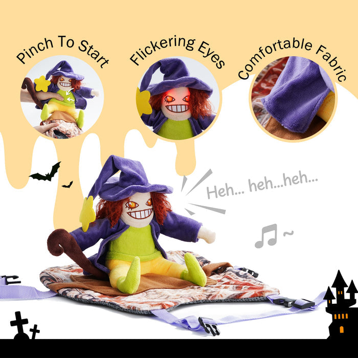Witch Riding Dog Halloween Costume – Funny LED Pet Costume with Harness