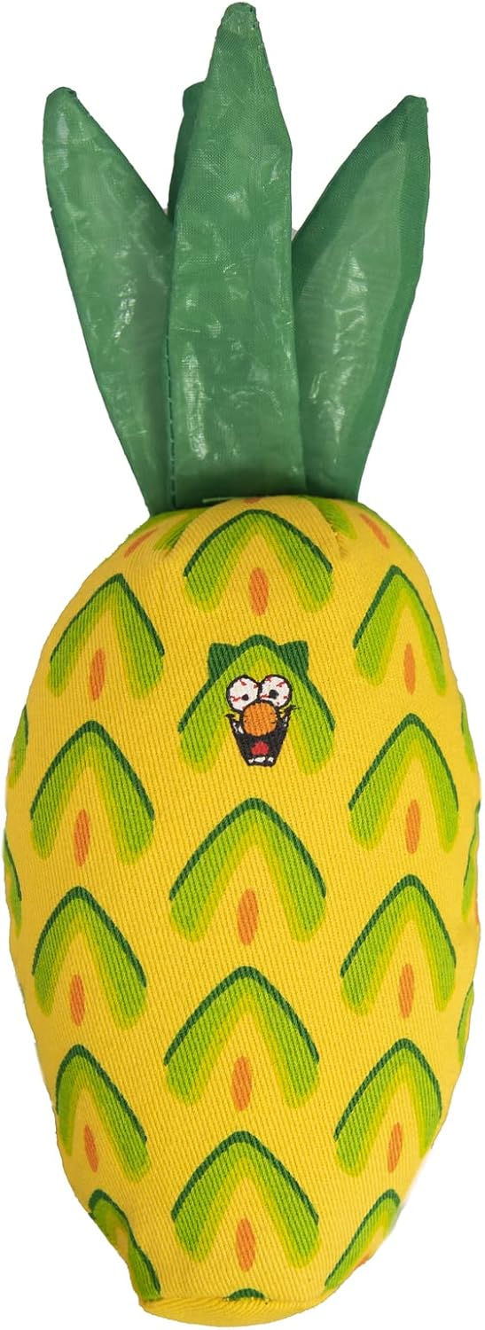 Cat Toy shaped like a pineapple with a cartoon face on a white background